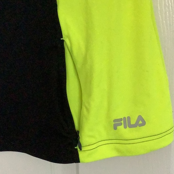 Fila Sport Crew Neck Short Sleeve Black Running Tee with Neon Lime Swish (NWOT) - Picture 5 of 5